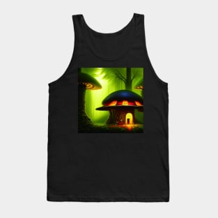 Magical Big Cottage Mushroom House with Lights in Forest with High Trees, Mushroom Aesthetic Tank Top